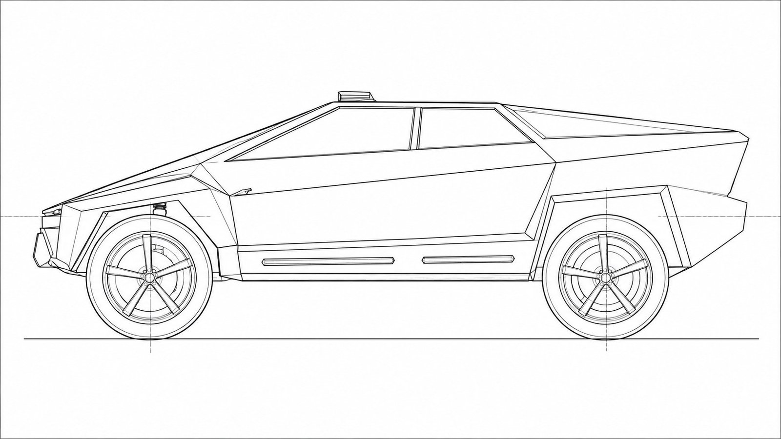 Side drafting view of an automotive concept